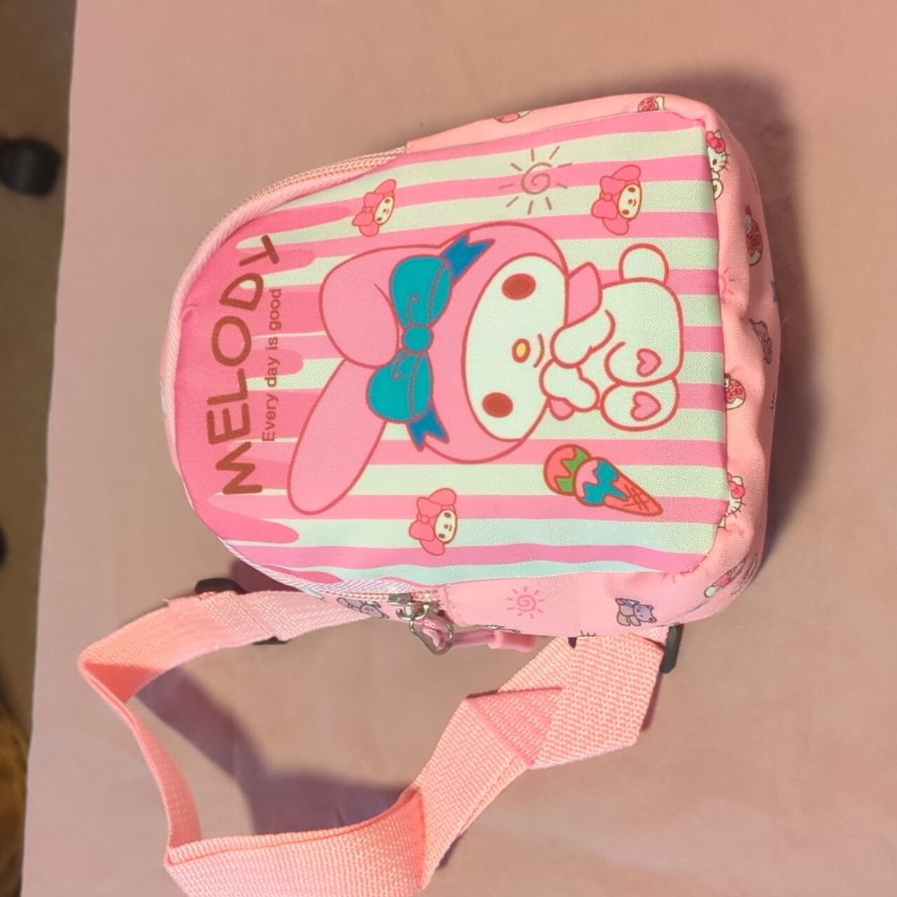 Hello Kitty Melody 1 strap mini backpack cosmetic accessories bag Nwot